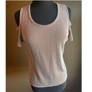 Rae Republic Large Women's Cold Shoulder Top Striped Blouse Shirt